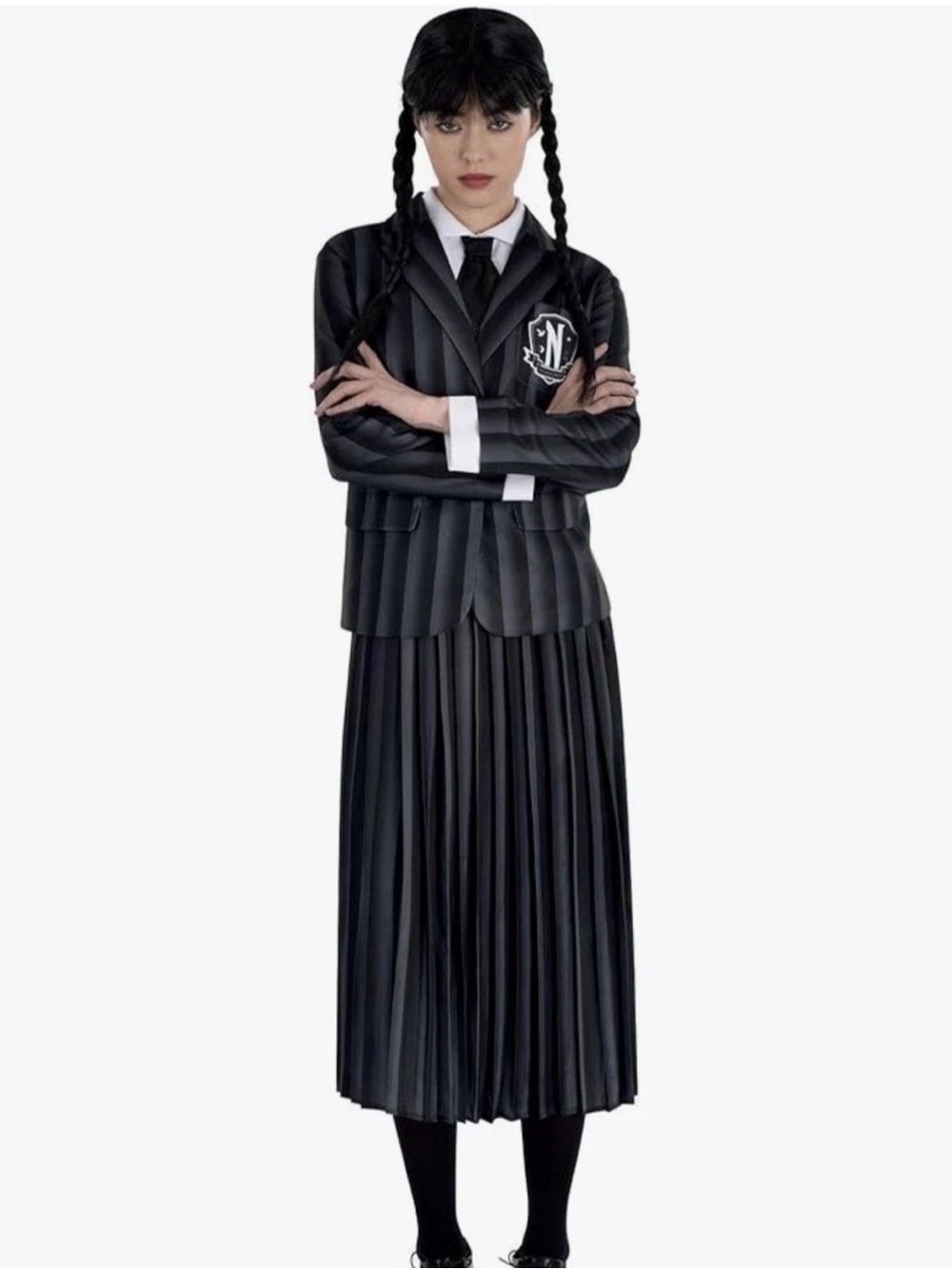 Wednesday Addams 3PC Costume (Dress , Blazer, Wig) Sz Women’s XL 14-16 NWT